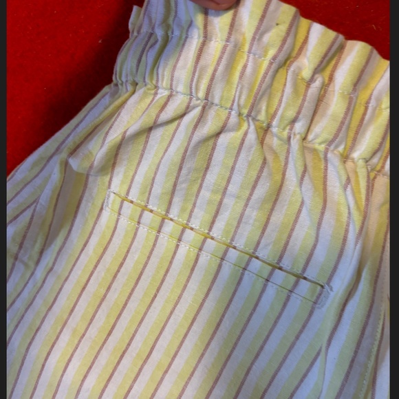 Uniqlo yellow striped cotton linen blend paper bag high rise shorts NWT - Picture 11 of 13